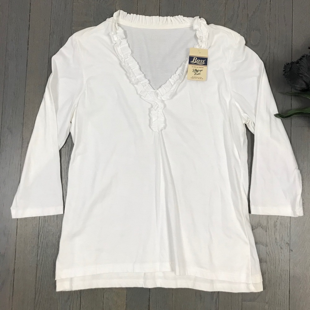 NWT Bass Heritage Knits 3/4 Sleeve V-Neck Shirt